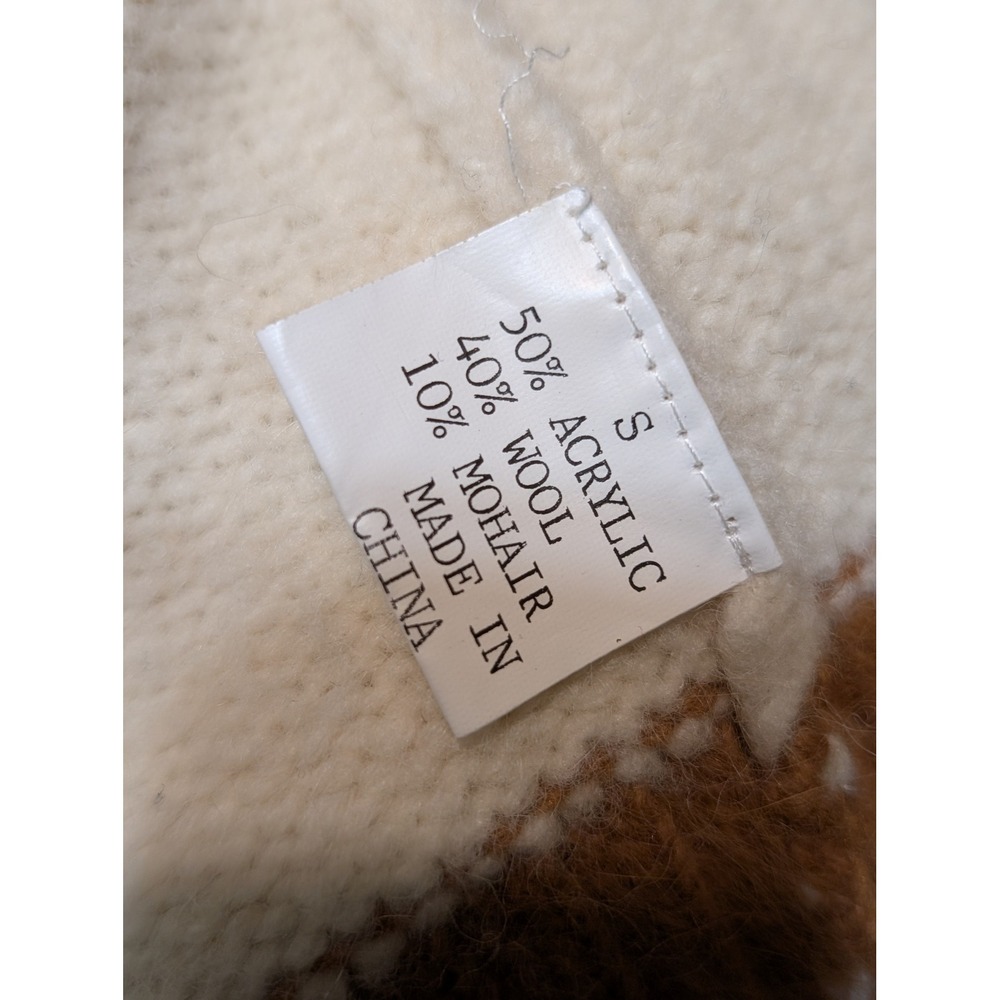 J Crew Cardigan Sweater Shawl Collar Button Front Knit Cream Brown Size S READ! - Picture 7 of 7